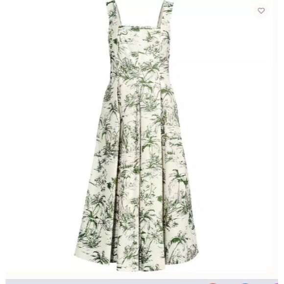 Lands End cotton midi dress 16 p xl 16p green ivory tropical Sundress new 134.95 - Picture 4 of 5